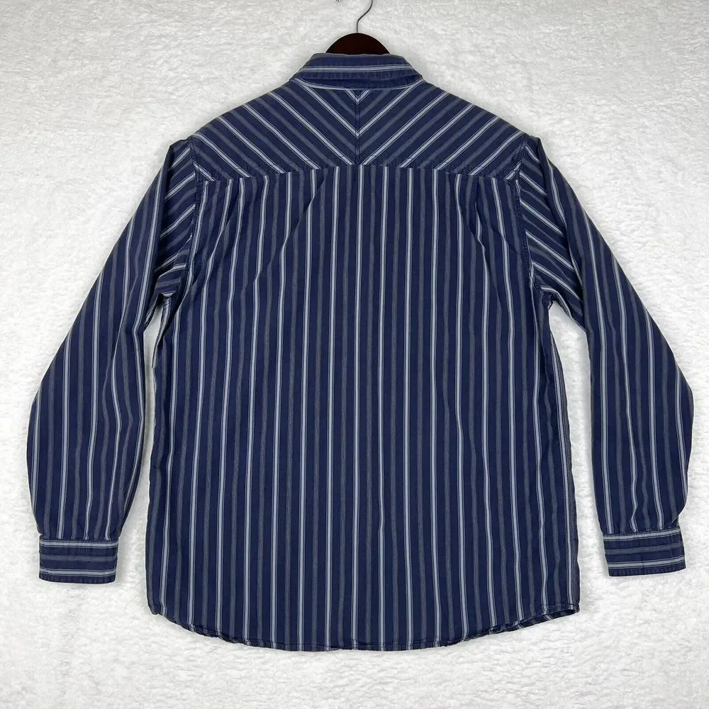 The North Face Shirt Mens XL Blue Striped Button Up Long Sleeve Outdoor Cotton‎